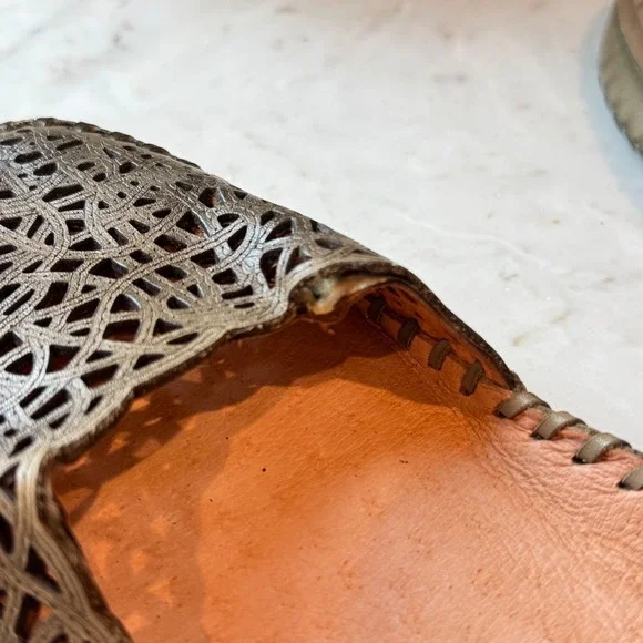 Pikolinos Mary Jane Flats Womens 38 Olive Green Leather Laser Cut Boho *Read - Picture 11 of 11